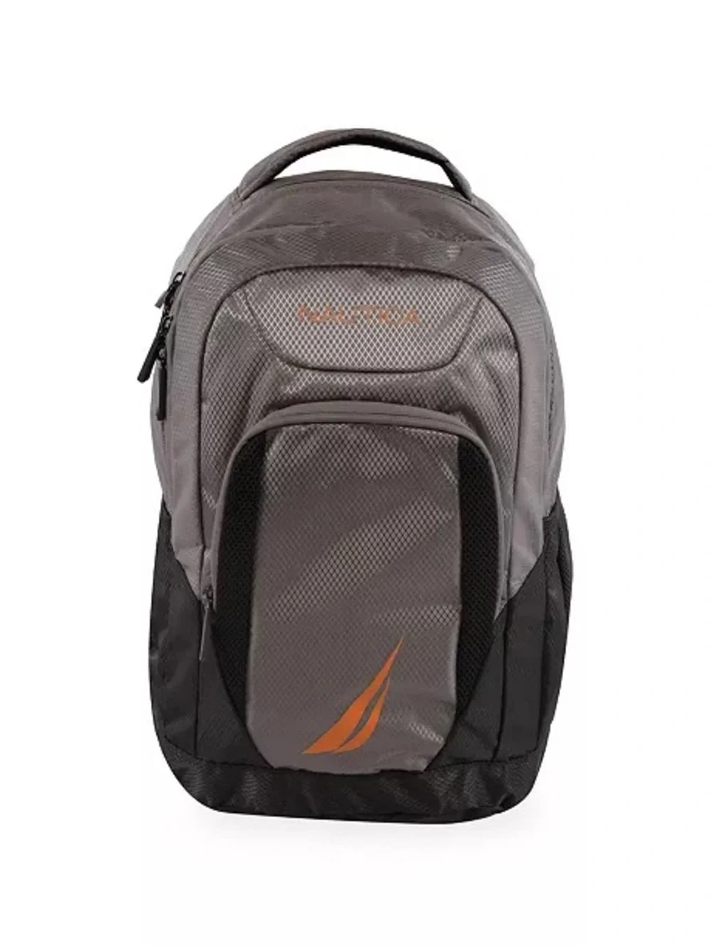 Nautica Gray and Orange Men's Backpack with Nautical Logo